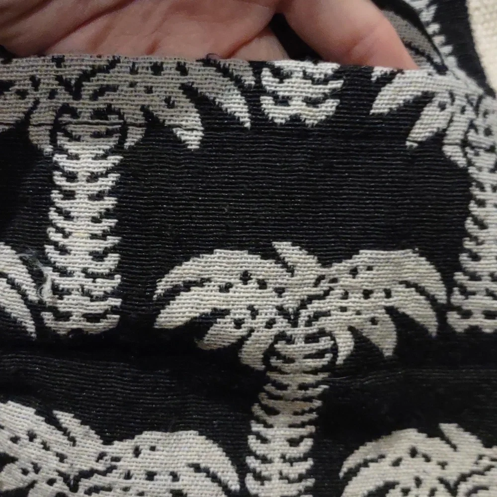 Palm Tree Patterned Tote Bag - Black and Cream Slouch Bag
